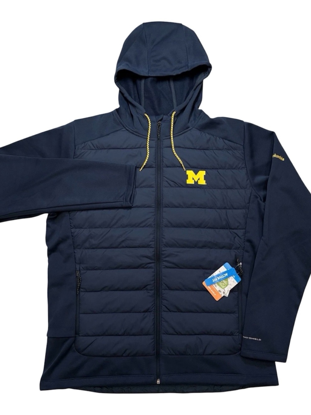 Columbia Michigan Wolverines Out-Shield Hoodie Jacket Men Sizes Navy XO5965